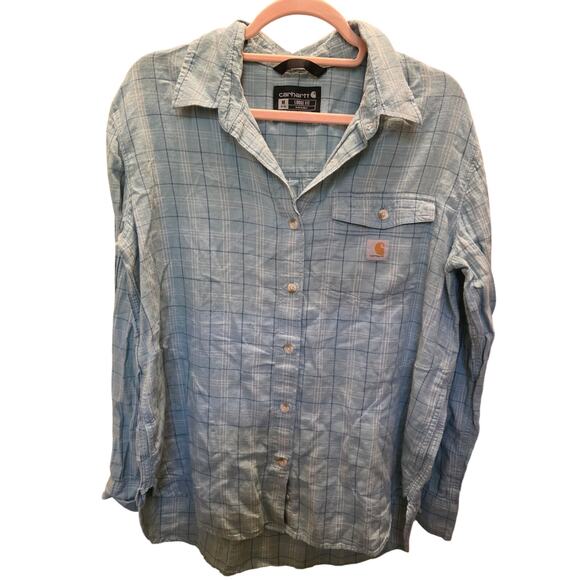 Carhartt Women’s MEDIUM (8-10) Loose Fit Cotton Flannel Shirt EUC - Picture 1 of 7